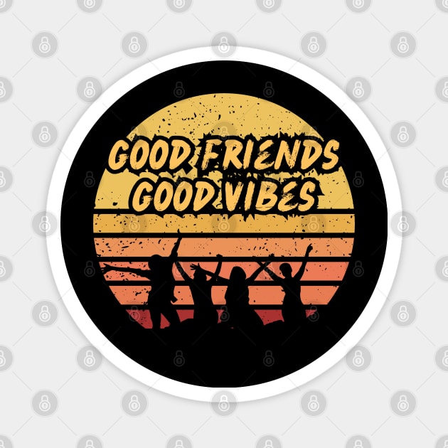 Good Friends Good Vibes Vintage Sunset Magnet by suhwfan